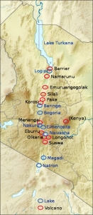 Map showing volcanoes and lakes in the Kenyan rift valley. (© Uwe Dedering, via Wikimedia)